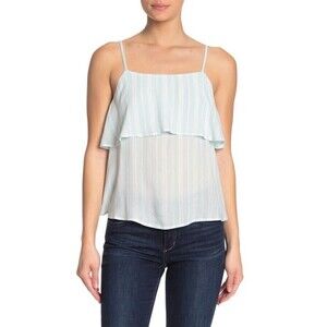 Abound Women's Ruffle Spaghetti Strap Tank Top Light Blue Size XL